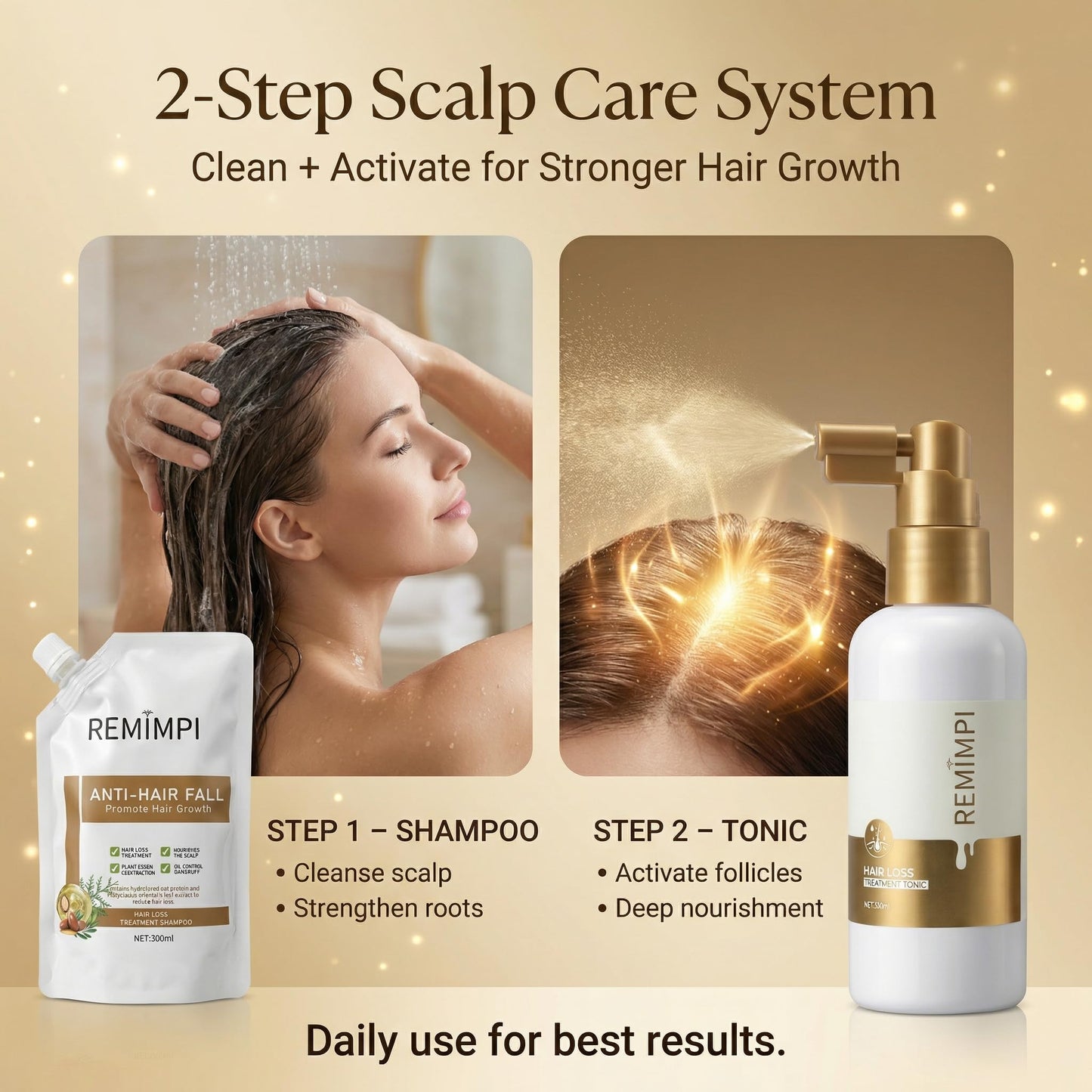 Premium USA imported REMIMPI hair care duo for thicker hair