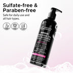 Lifestyle flatlay of hair care shampoo bottle on clean background