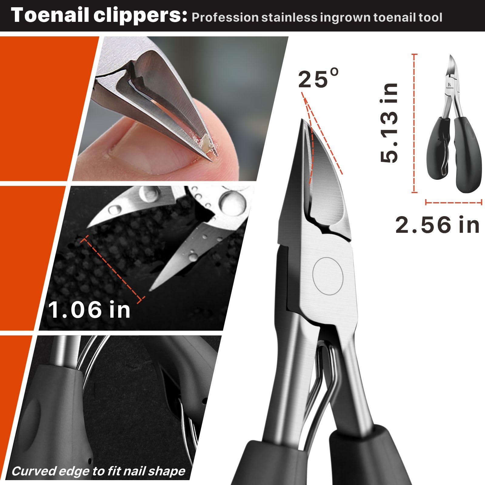 Konovo surgical grade stainless steel nail clippers and tools set