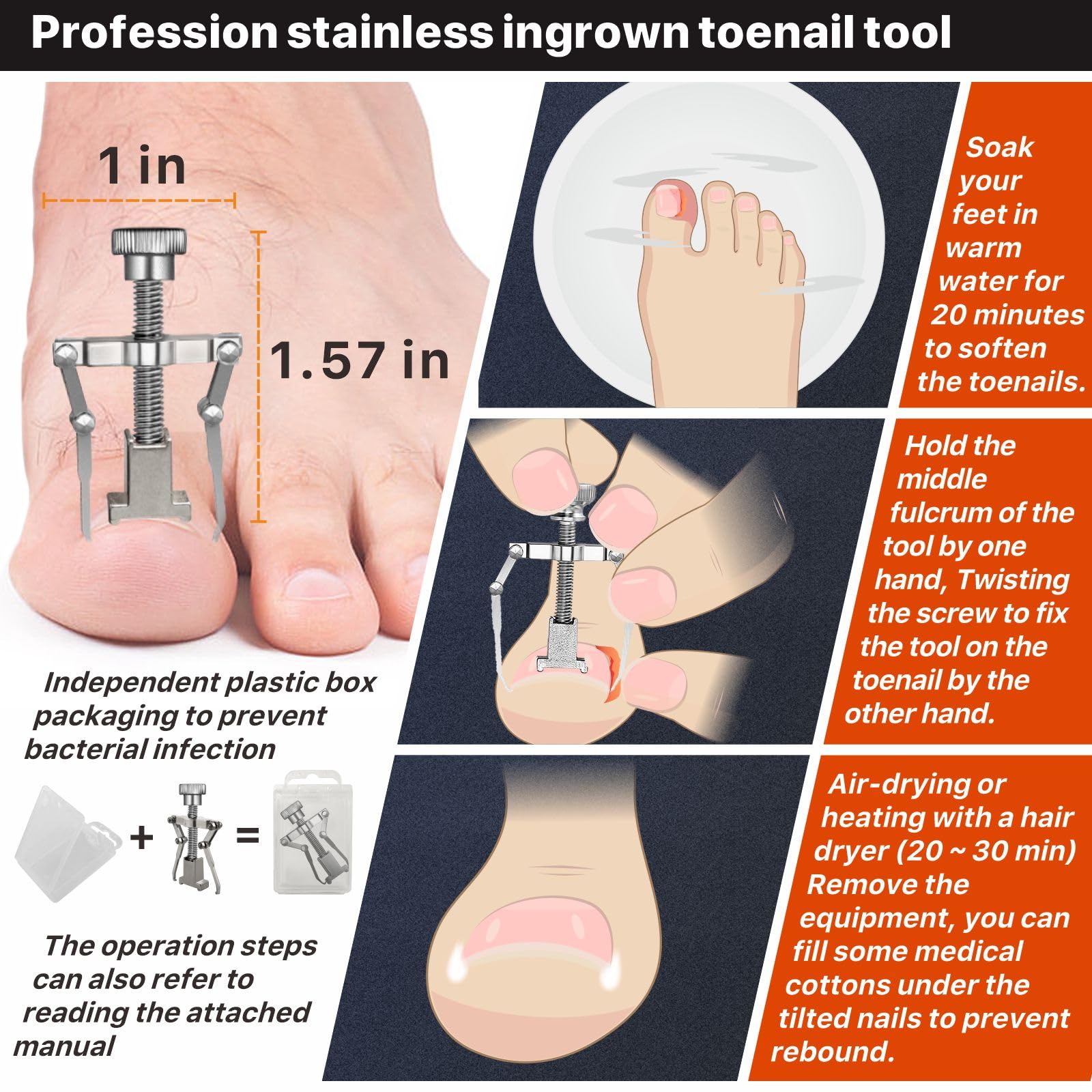 Close up of Konovo professional pedicure tool for ingrown toenails