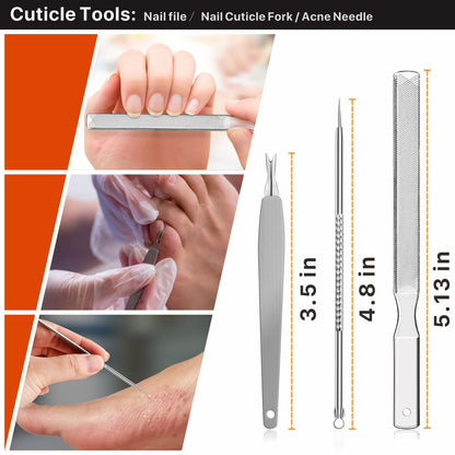 Full collection of Konovo 9 piece nail care kit contents