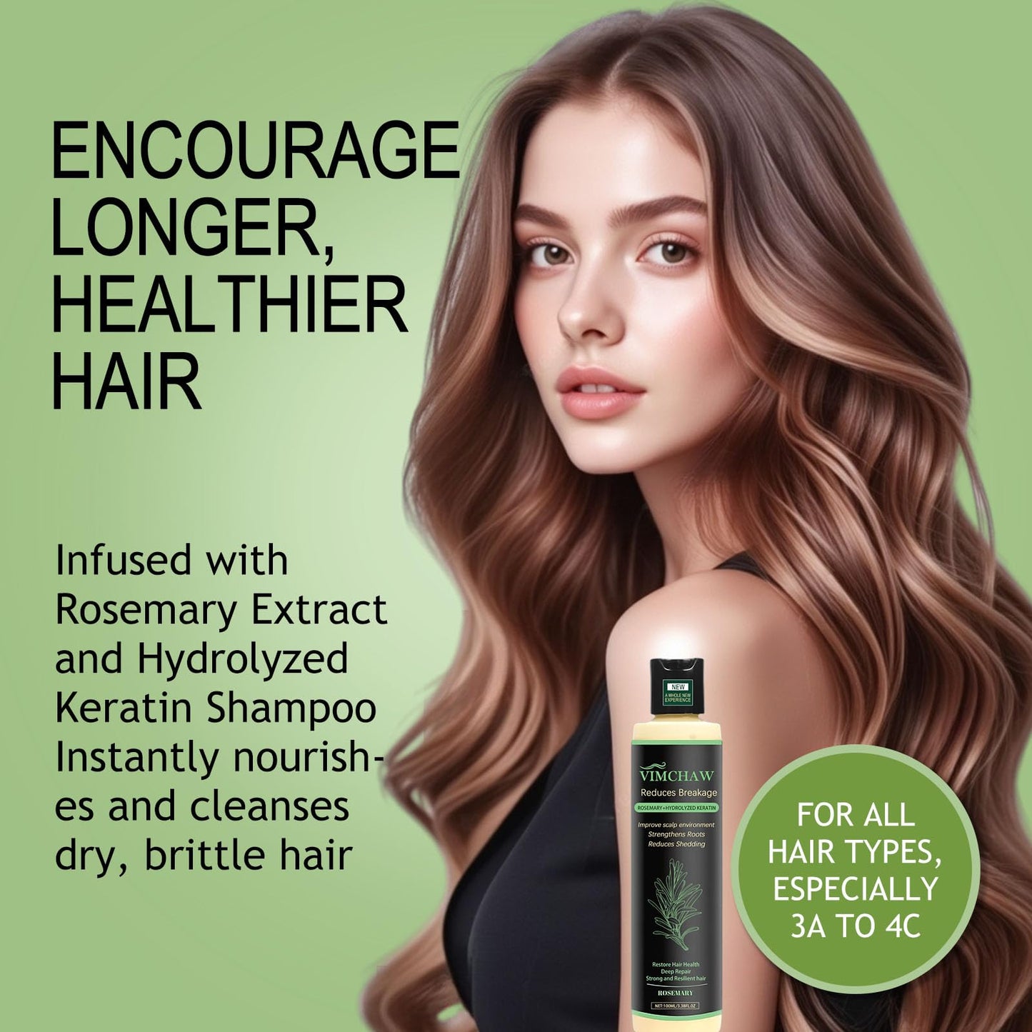 Grooming shot of natural rosemary and keratin shampoo for daily hair care.