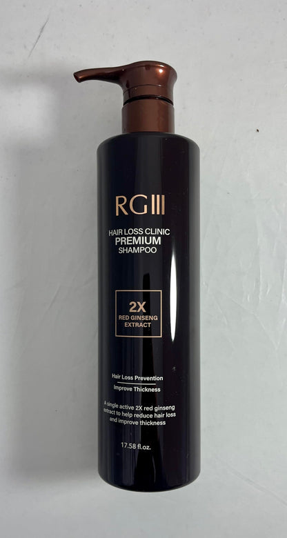 Close up view of the pump dispenser on the RG3 premium hair loss clinic shampoo.