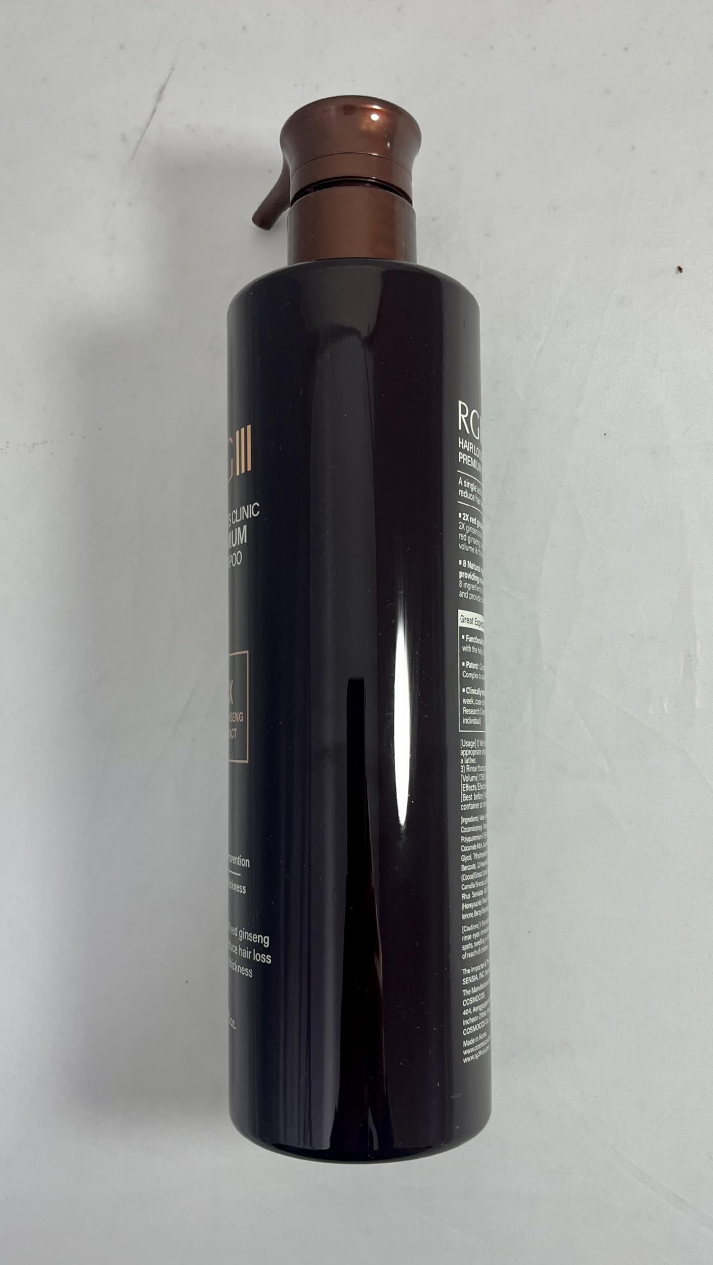Cosmocos hair regrowth treatment shampoo emphasizing the premium red ginseng formulation.