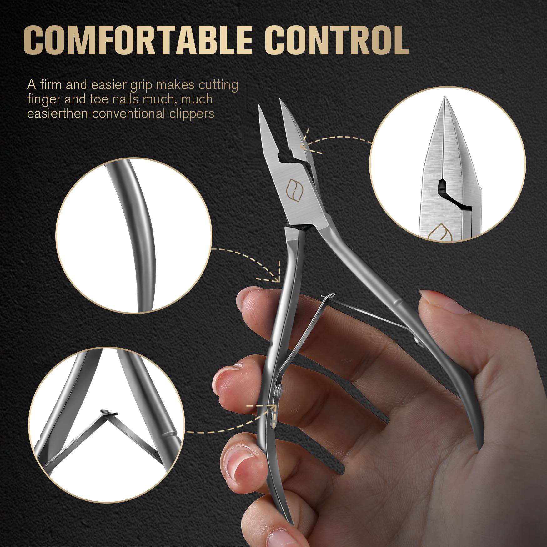 Feryes thick toenail clipper with ergonomic handle design