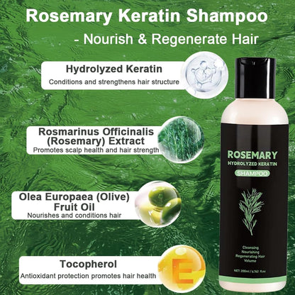 Organic rosemary and keratin formula shampoo for thinning hair restoration