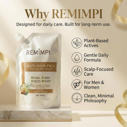 Close up shot of REMIMPI authentic packaging with ingredients list visible.