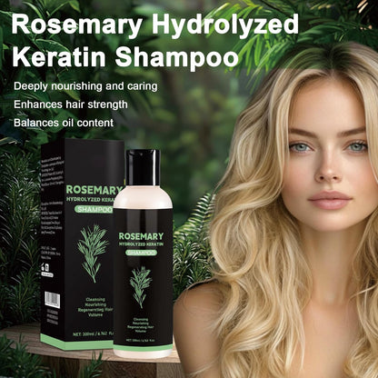 Anti hair fall rosemary shampoo bottle standing upright against a clean background