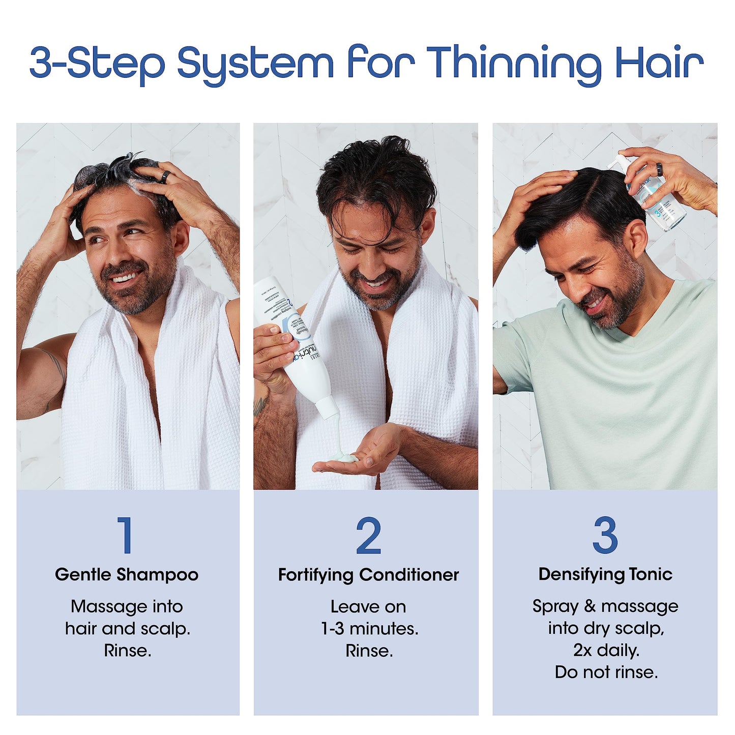 Dermatologically tested daily shampoo for thicker fuller looking hair texture