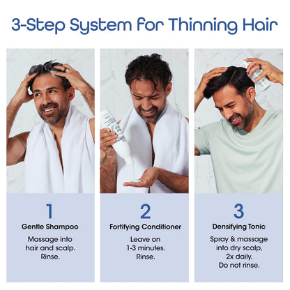 Dermatologically tested daily shampoo for thicker fuller looking hair texture