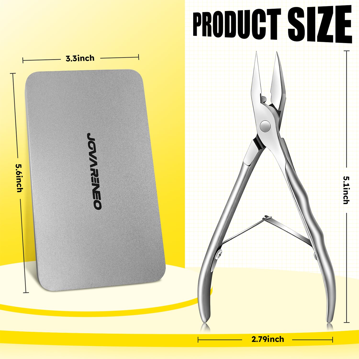Premium grooming tool packaging for senior foot care showcasing rust resistant steel construction