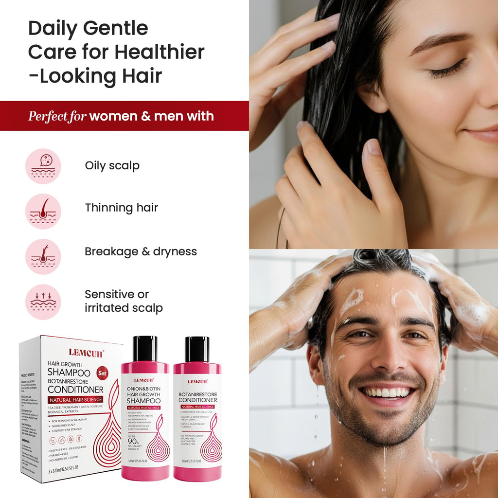 Back label displaying ingredients and instructions for Lemcuh hair care set