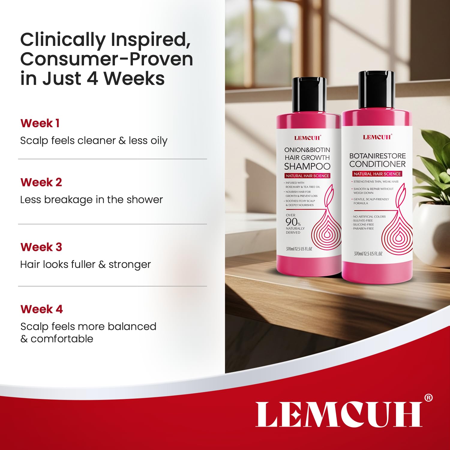 Lemcuh anti hair fall shampoo texture and premium packaging close up