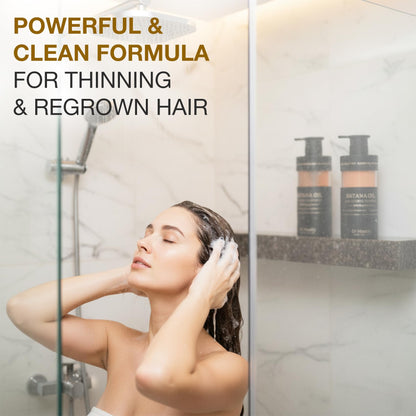 Sulfate free anti hair loss shampoo set with natural herbal scent for scalp care