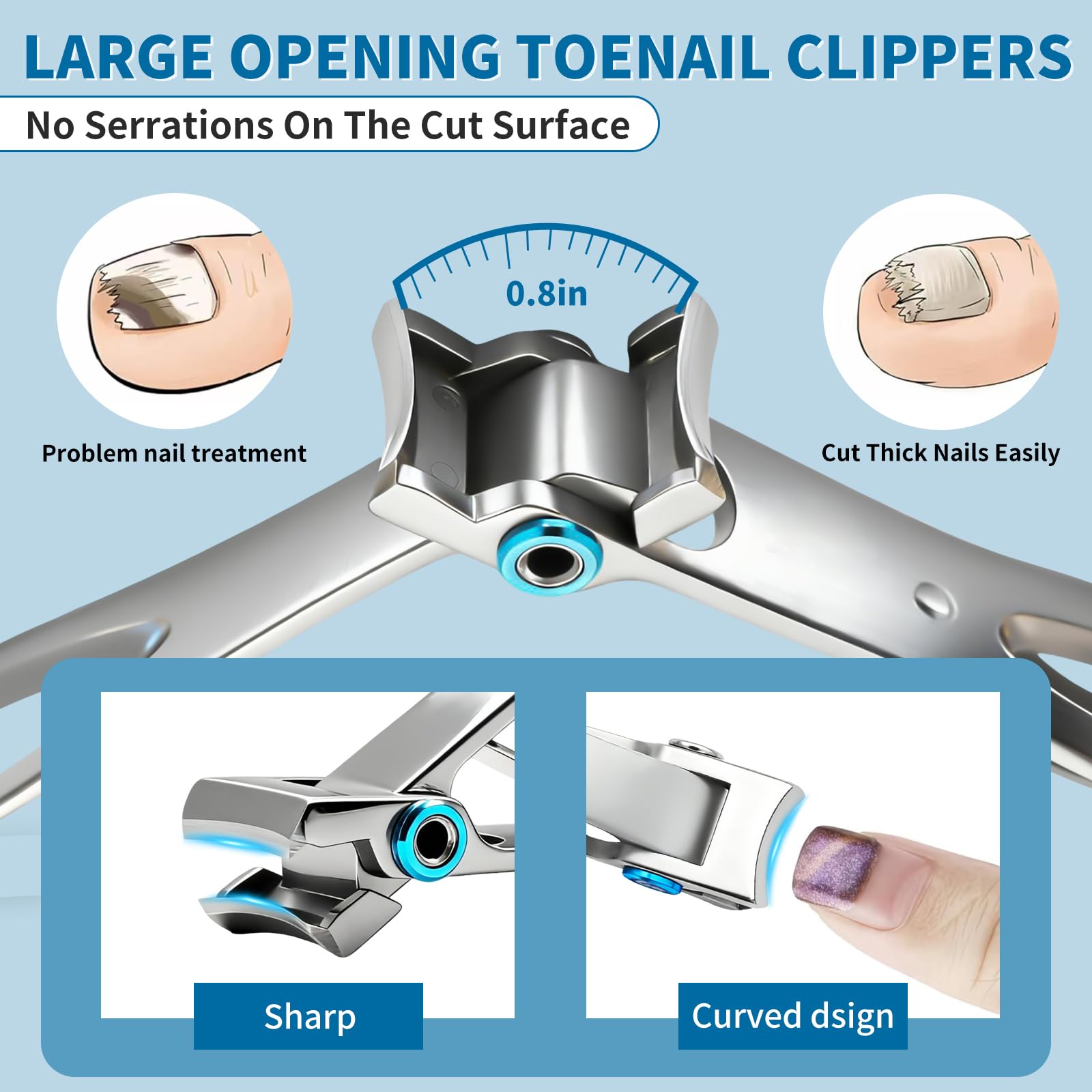 Dual-sided ingrown toenail lifter and spoon-shaped cuticle pusher tools showing the detailed medical-grade surgical tips.