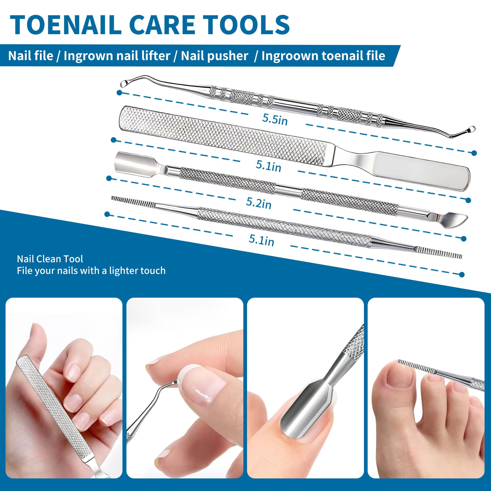 Before and after demonstration showing how following the clinical steps with the Roogaluckeep lifter and clipper corrects nail growth paths.