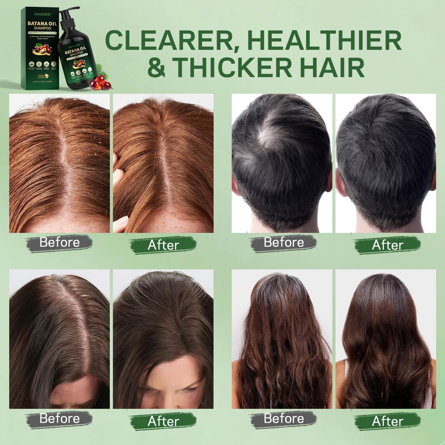 Natural batana oil thickening shampoo for men and women scalp care