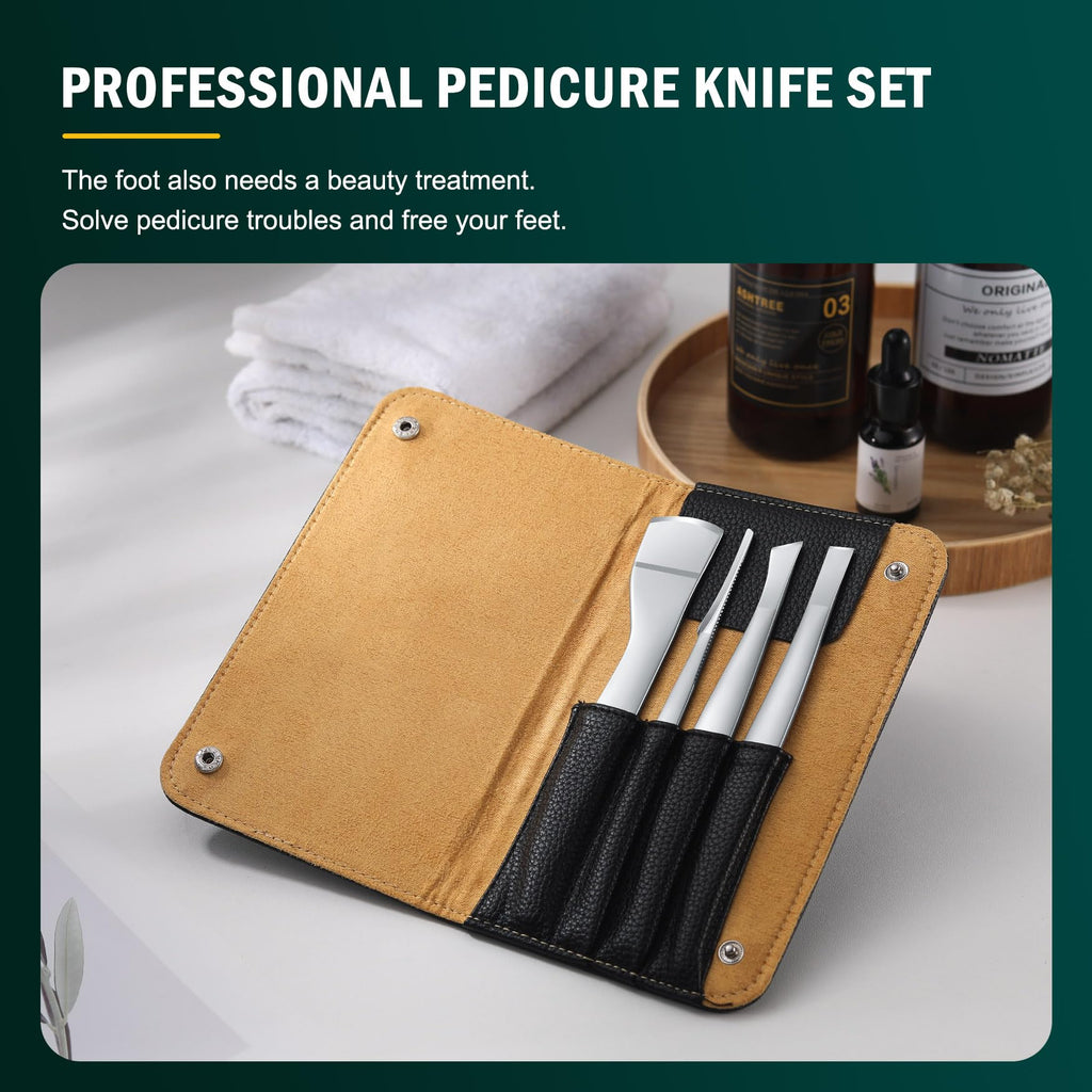 Close up of Fvion surgical stainless steel pedicure tools