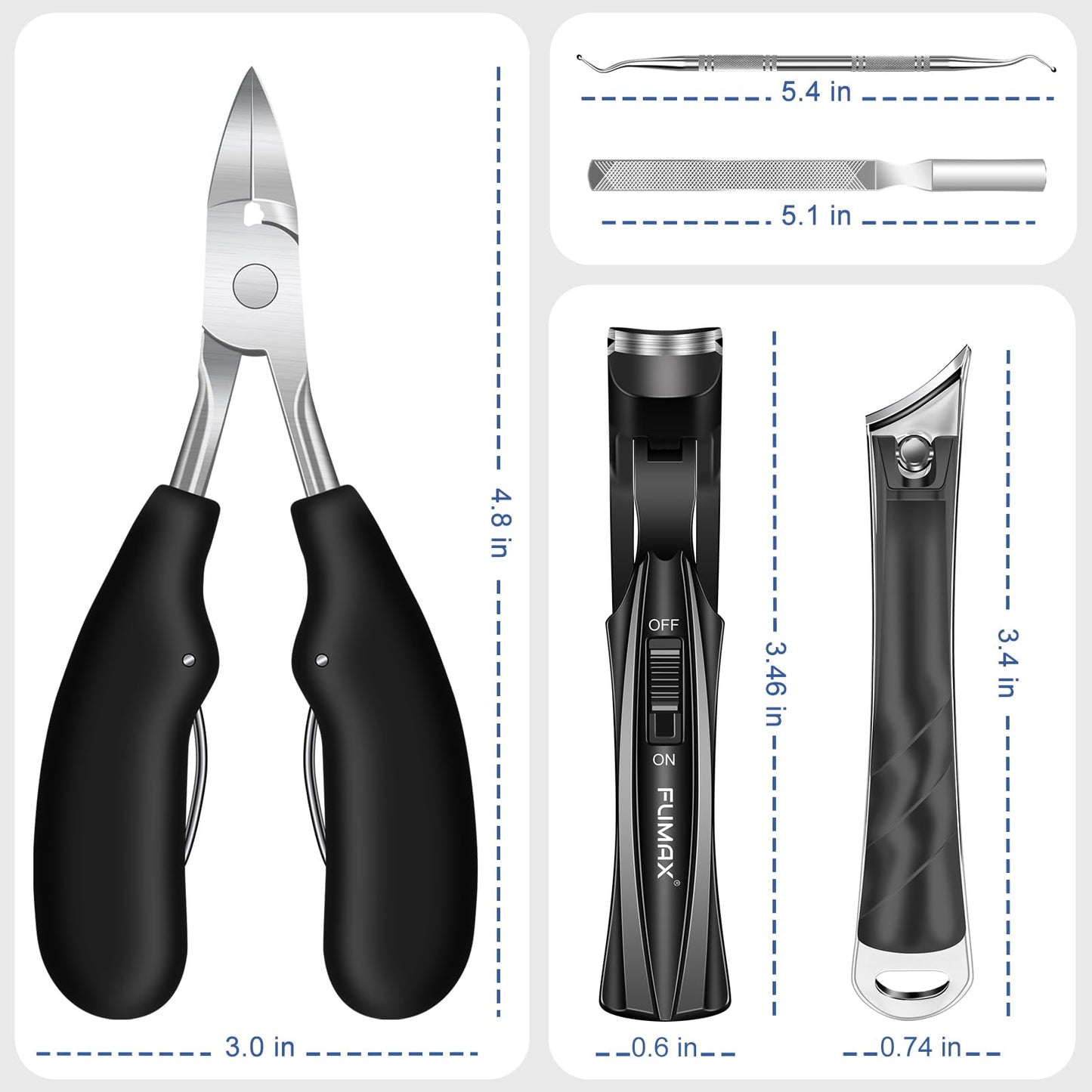 Fumax toenail clippers for seniors in travel case