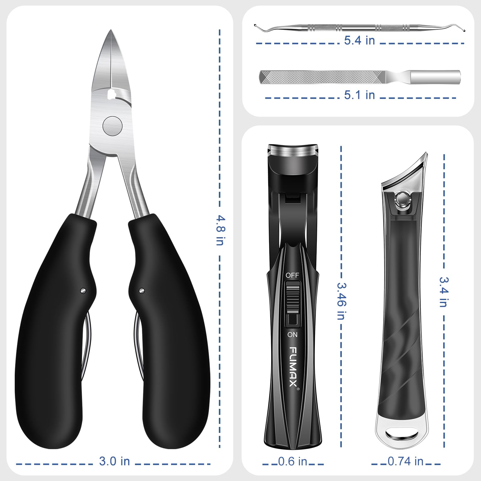 Fumax toenail clippers for seniors in travel case