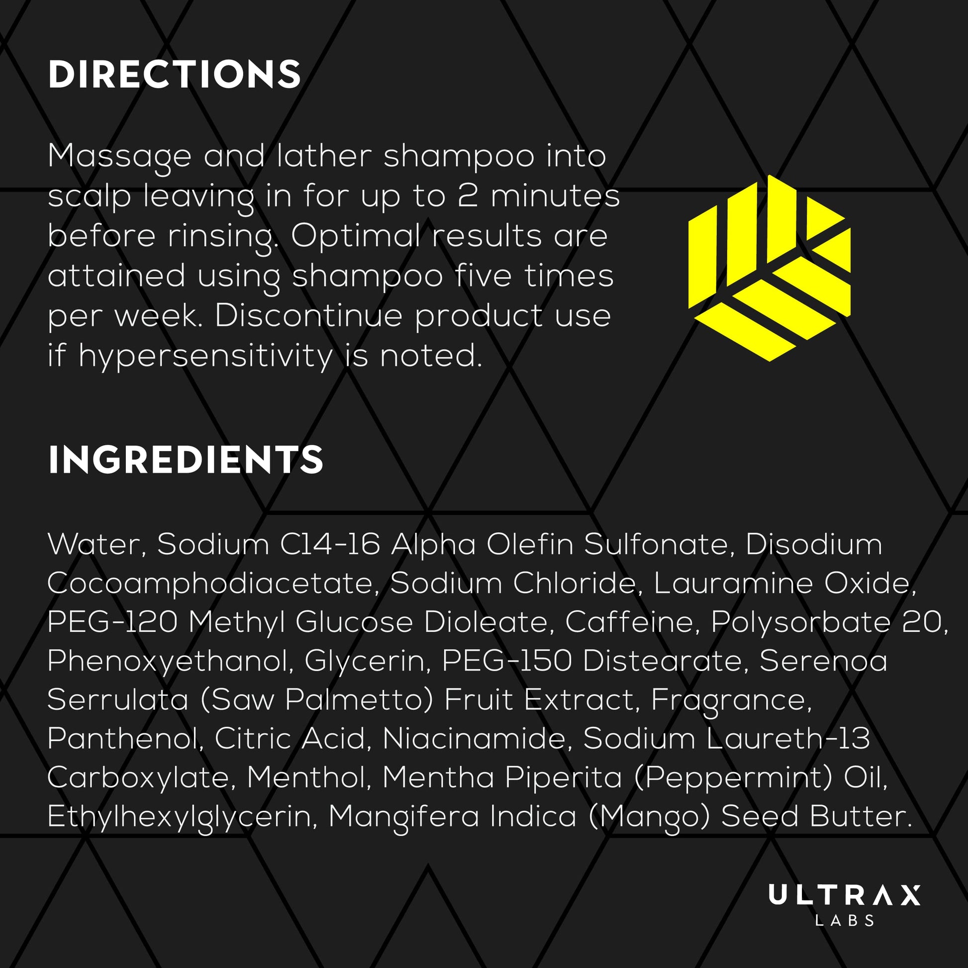 Authentic USA imported Ultrax Labs hair thickening shampoo close up