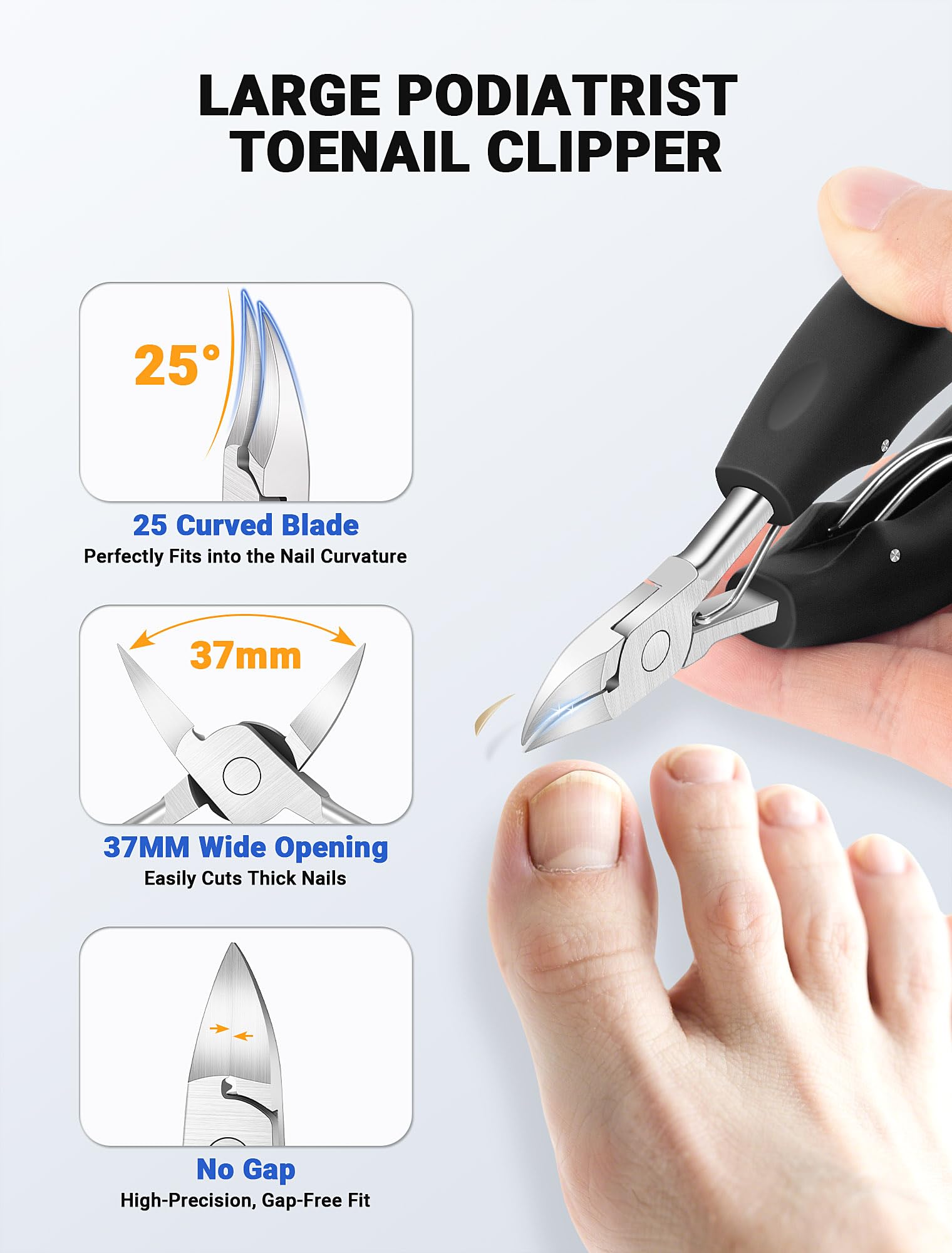 Dermode nail nipper with wide jaw for thick nails