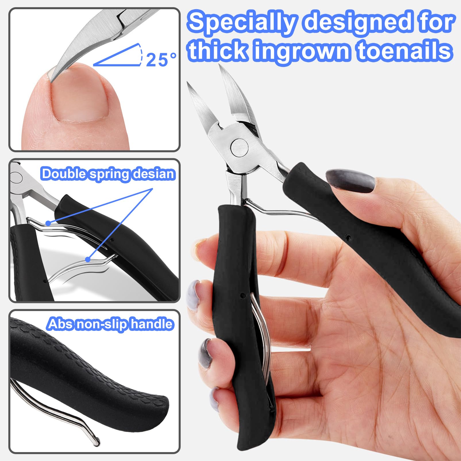 Long handle soft grip nipper for seniors foot care