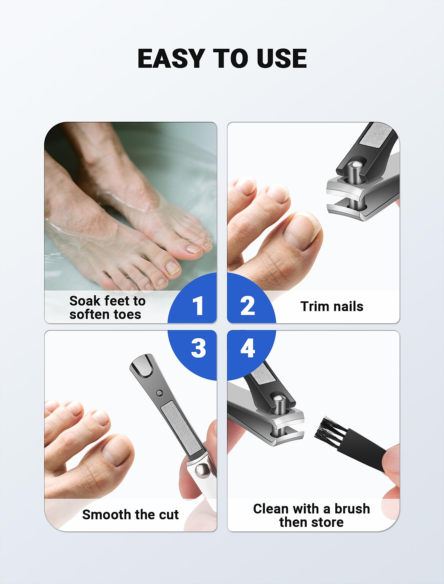 Professional grade stainless steel pedicure tools for seniors