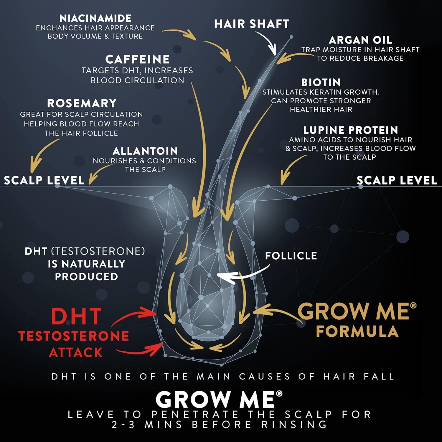 Watermans Grow Me organic hair growth shampoo for men and women displayed against a clean retail background.