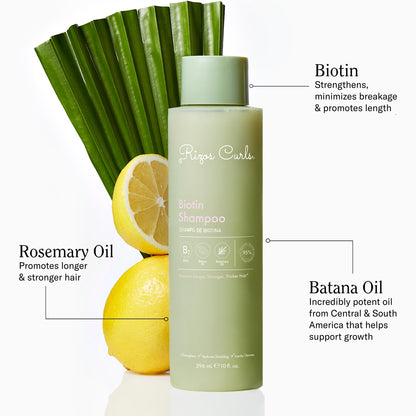Rizos Curls sulfate free shampoo back label with ingredients list
