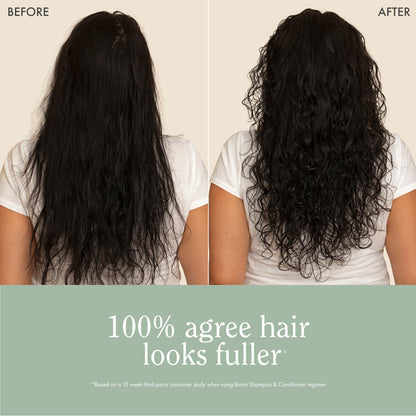 Rizos Curls anti hair shedding shampoo bottle on plain background