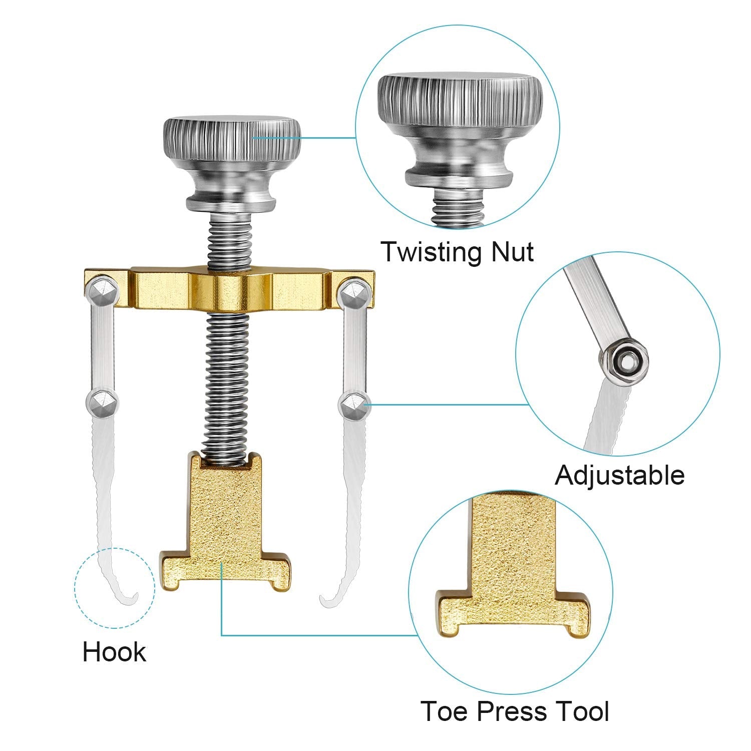 Adjustable screw mechanism of Mudder nail corrector