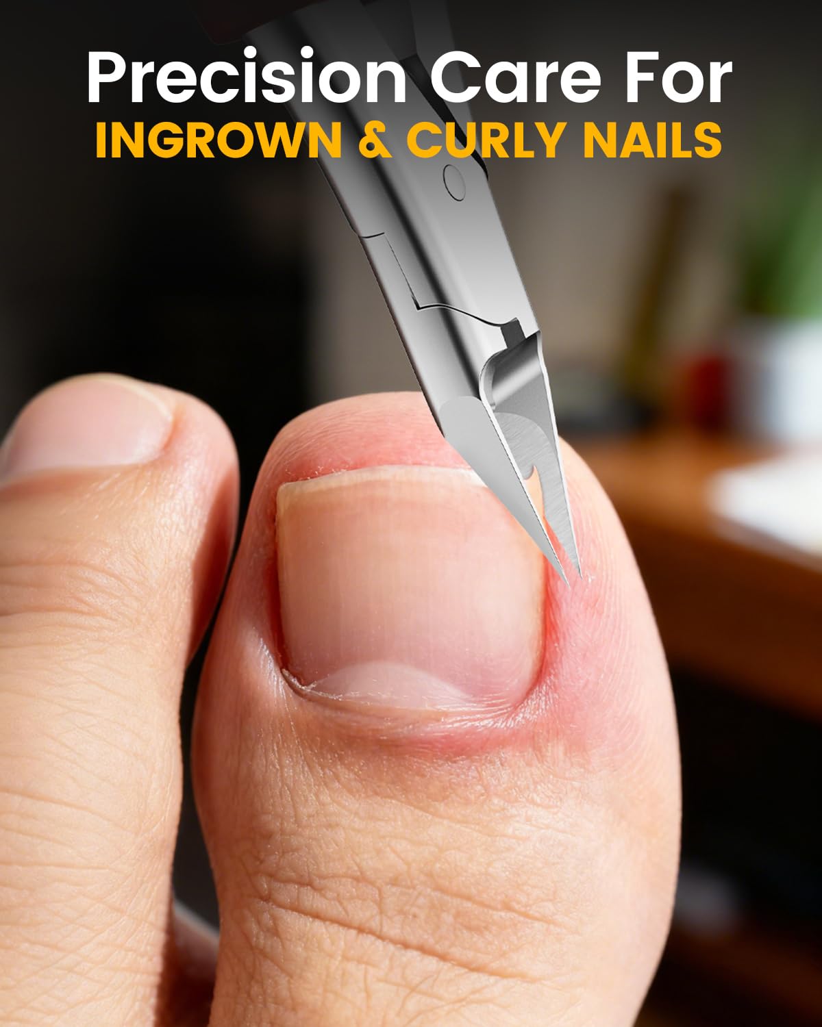 Close up view of the wide jaw opening on the BEZOX podiatrist grade toenail nipper.