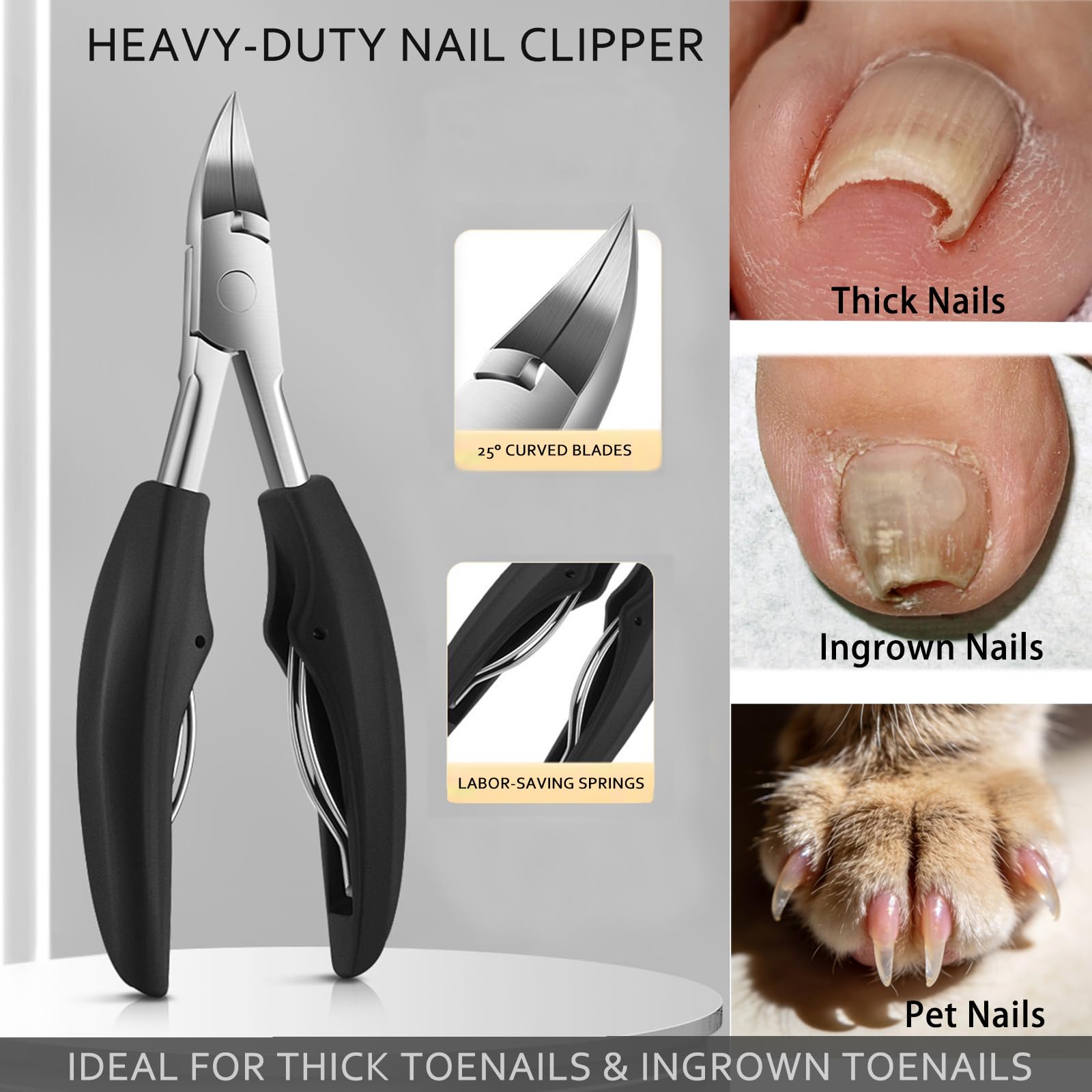 Close up of carbon steel ingrown toenail clipper