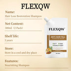 Flexqw strengthening shampoo bottles ready for daily routine