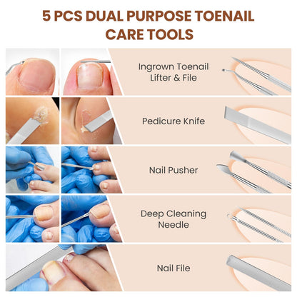 LIONVISON pedicure kit with cuticle nippers and nail files for home foot care