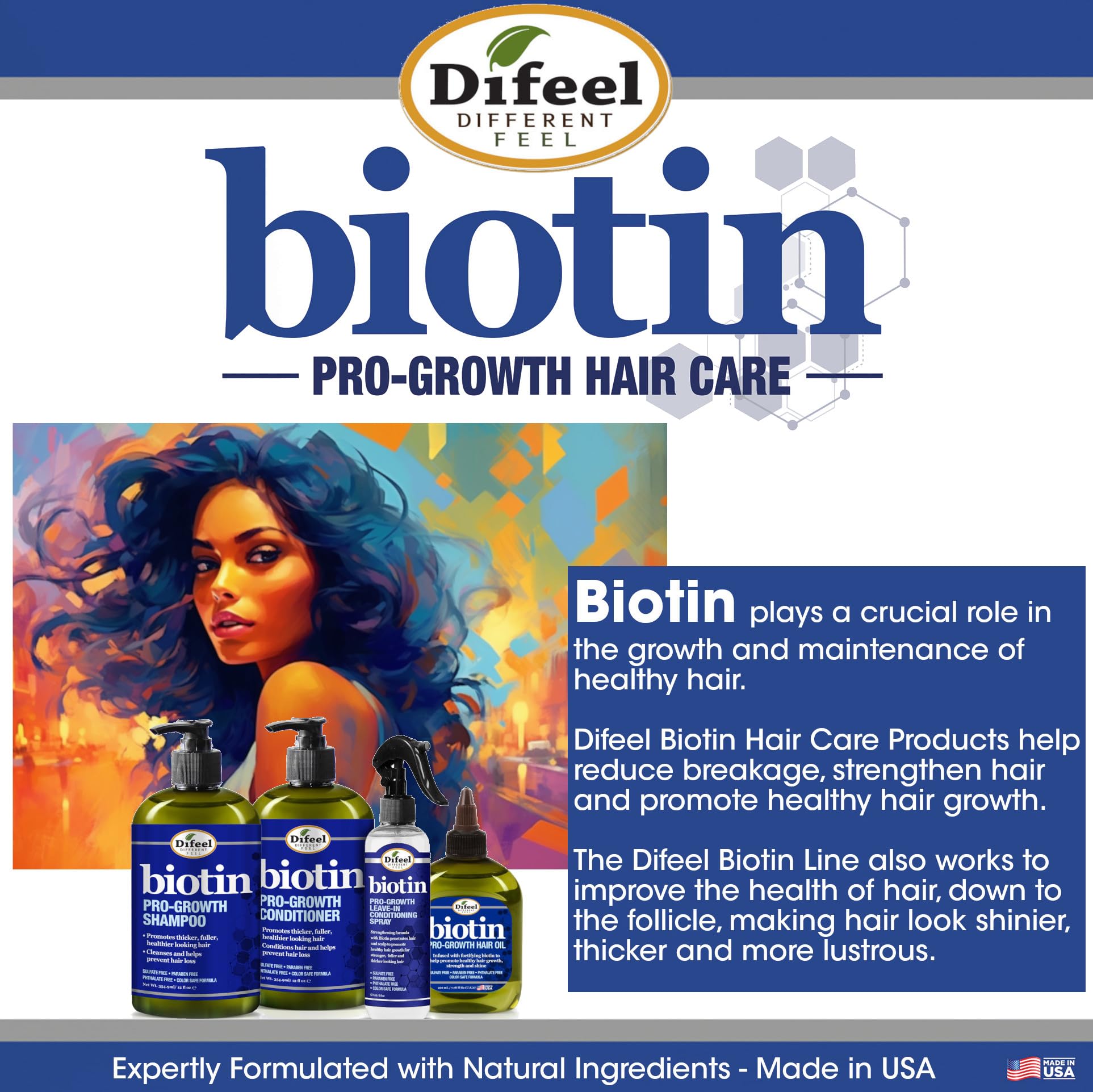 Difeel professional grade biotin shampoo for color treated hair care