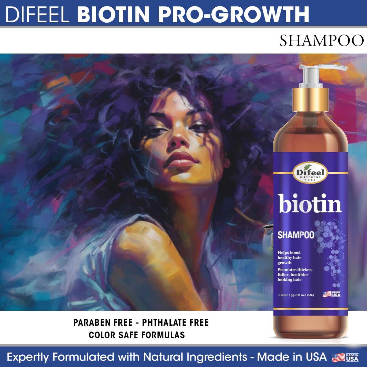 Difeel anti hair loss biotin shampoo close up of pump top