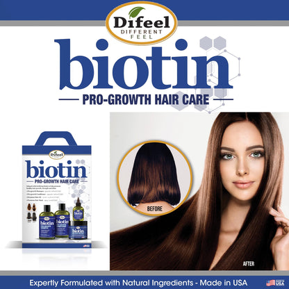 Natural protein enriched Difeel biotin shampoo bottle for volume
