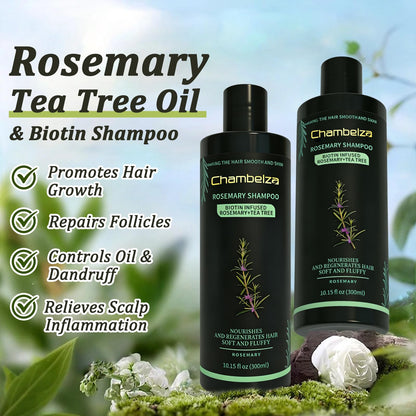 Back label view of Chambelza natural hair thickening shampoo with detailed ingredients list