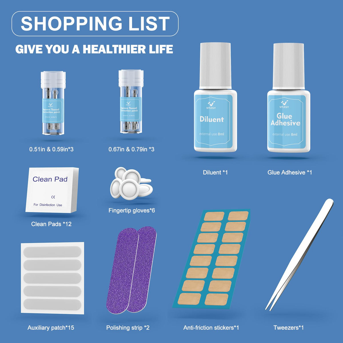 Compact travel ready packaging of the premium personal foot care correction strips