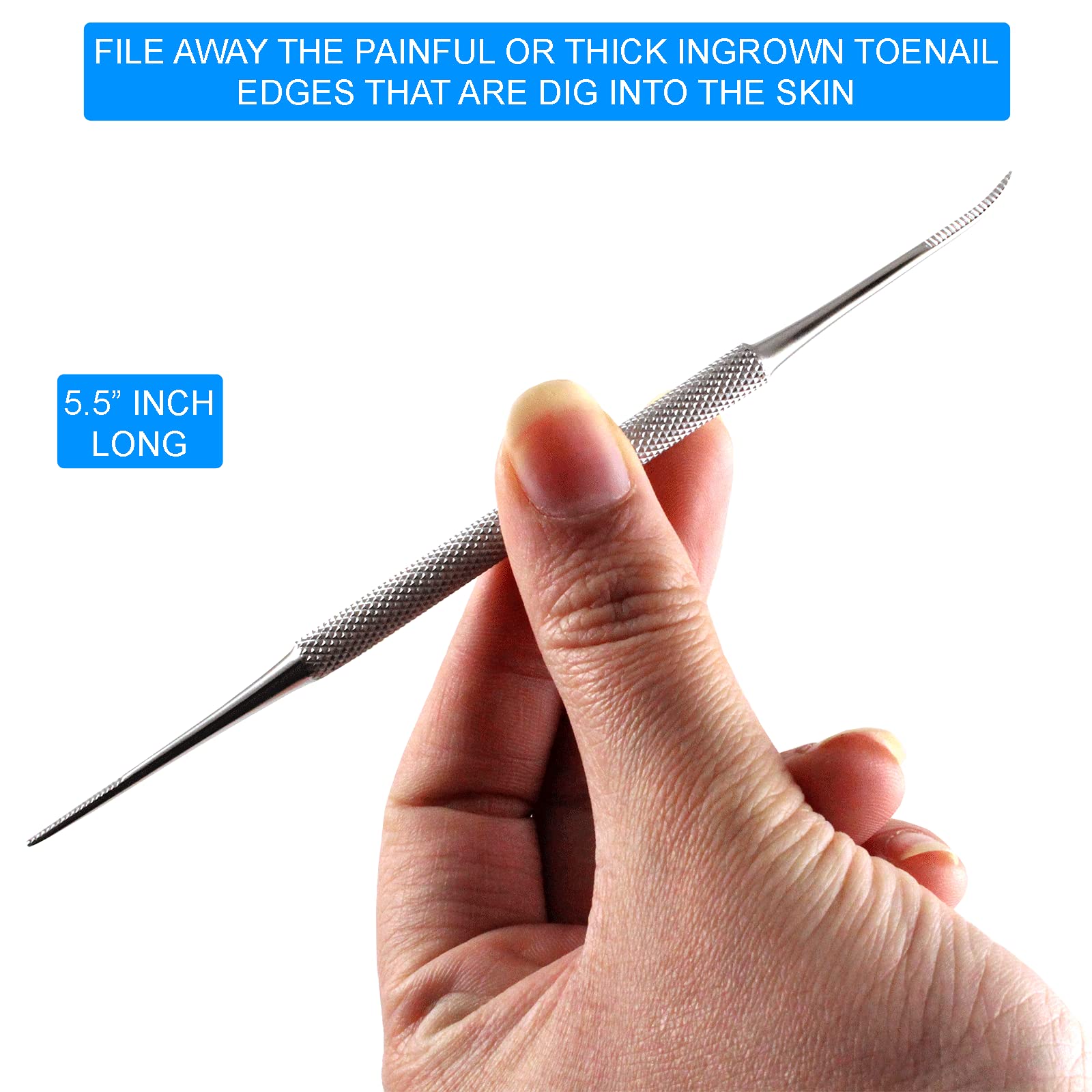 Close up of Krisp Beauty stainless steel nail lifter tool