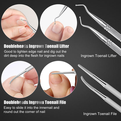 High quality stainless steel nail care tools arranged