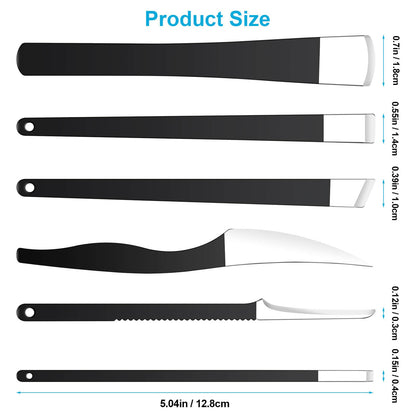 Stainless steel foot care tools collection with specialized blades for home pedicure use