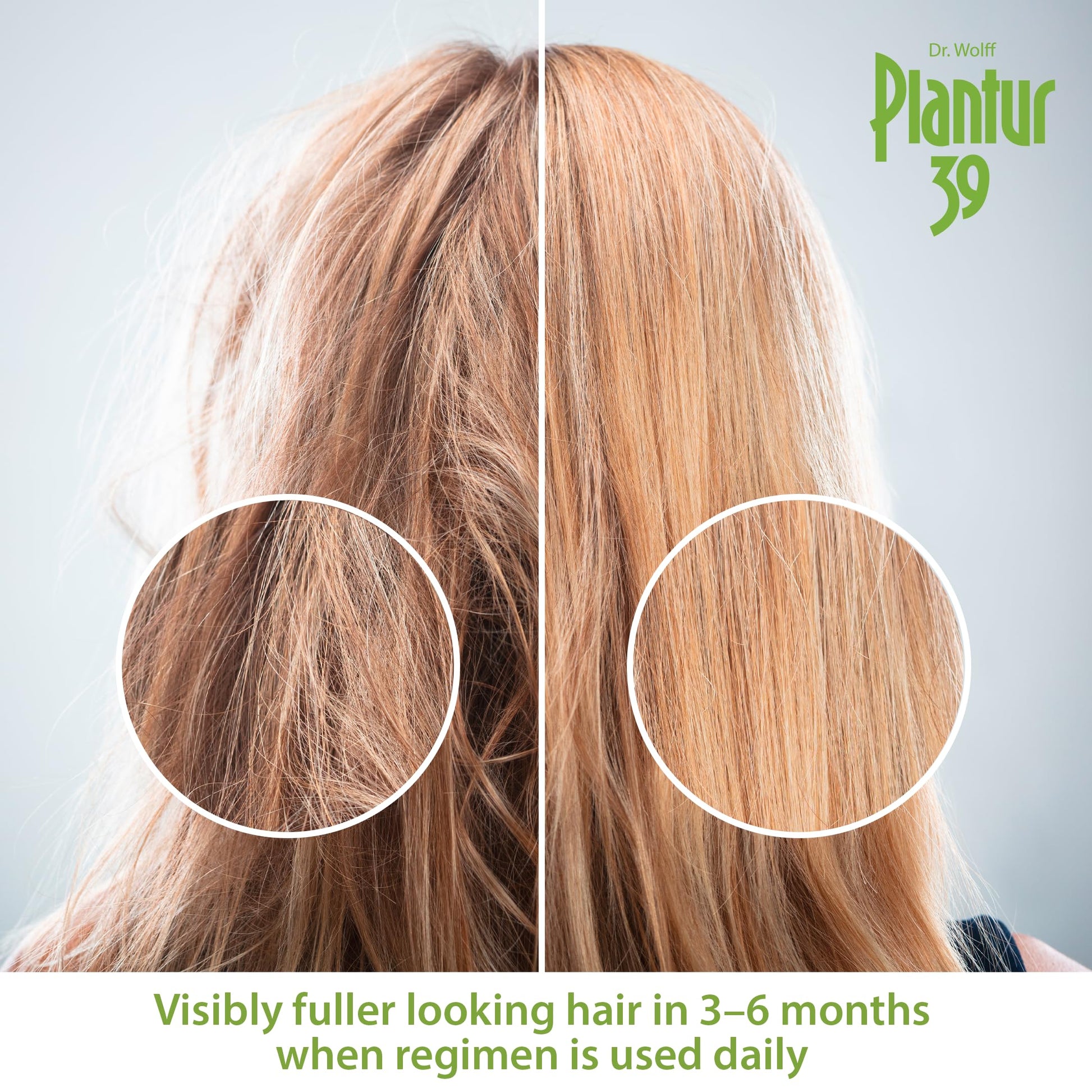Side angle view of the authentic imported Plantur 39 Fine and Brittle Hair shampoo bottle