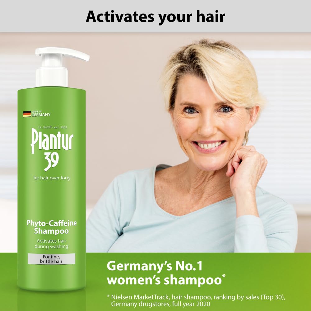 Plantur 39 Phyto Caffeine Shampoo packaging highlighting the brand name and product volume