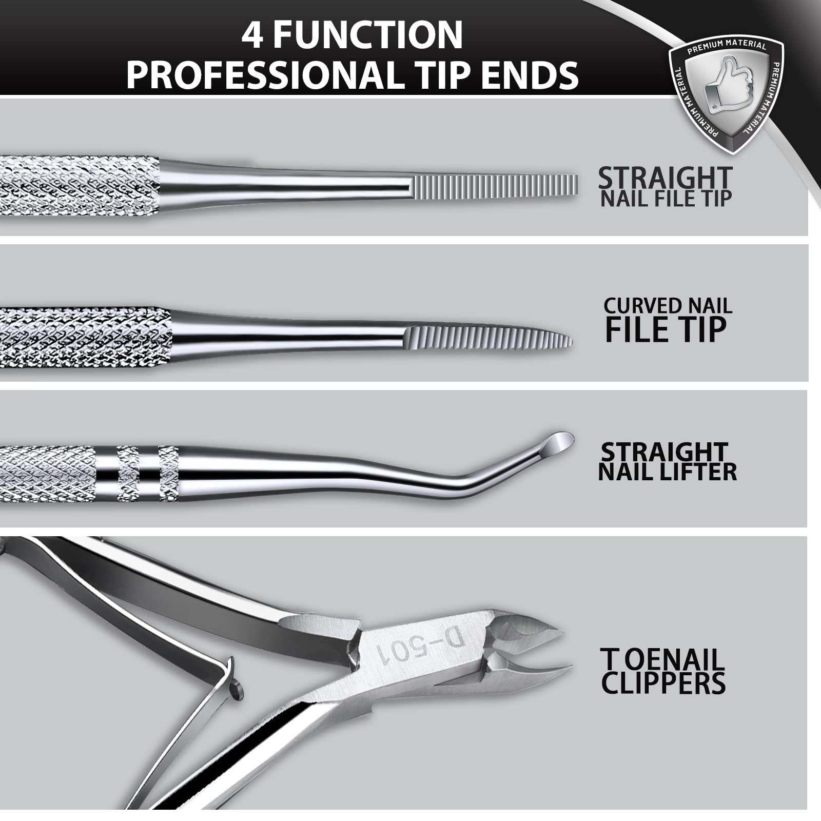 Stainless steel ingrown toenail clipper showing blade quality