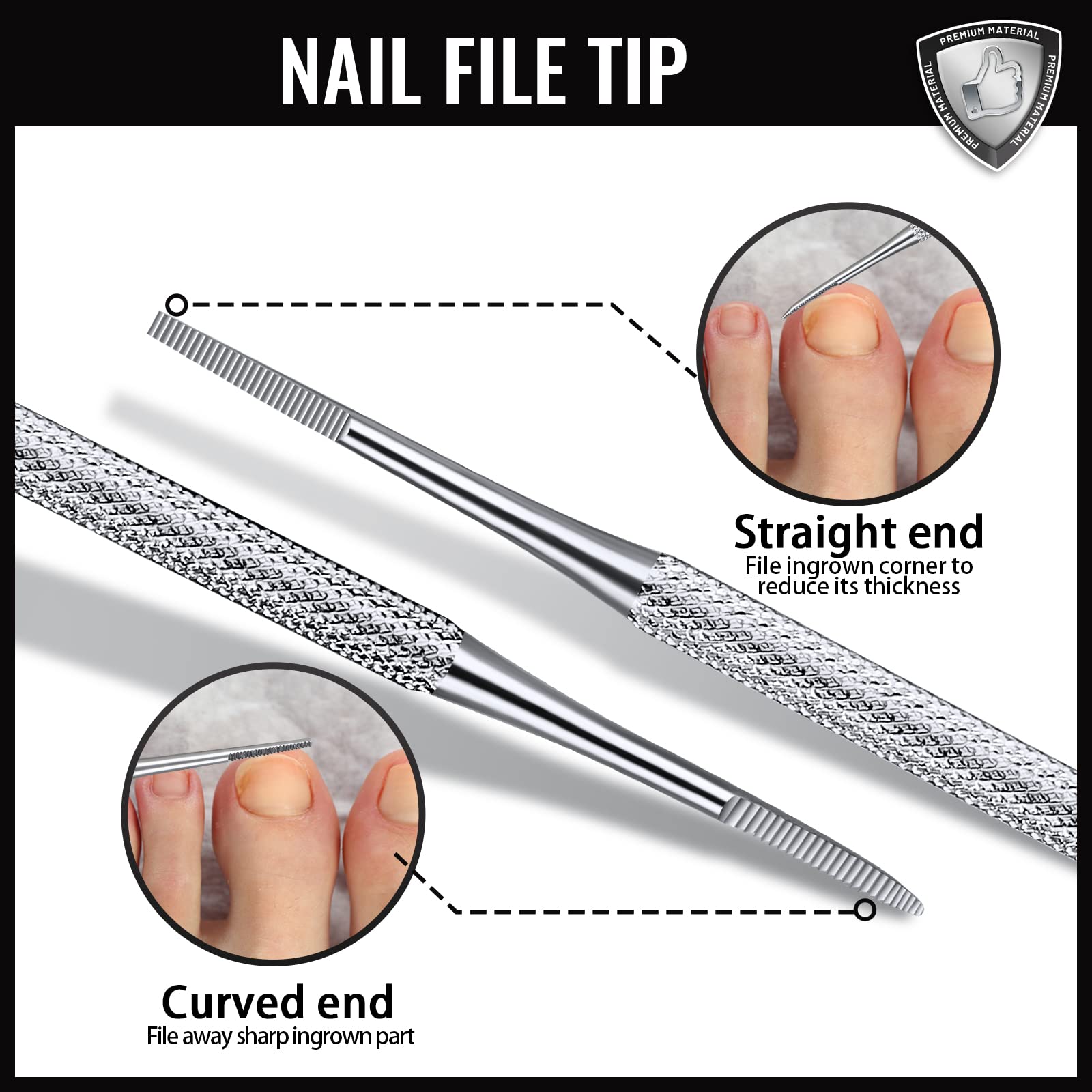 Close up of non-slip handle design on Teenitor nail tools