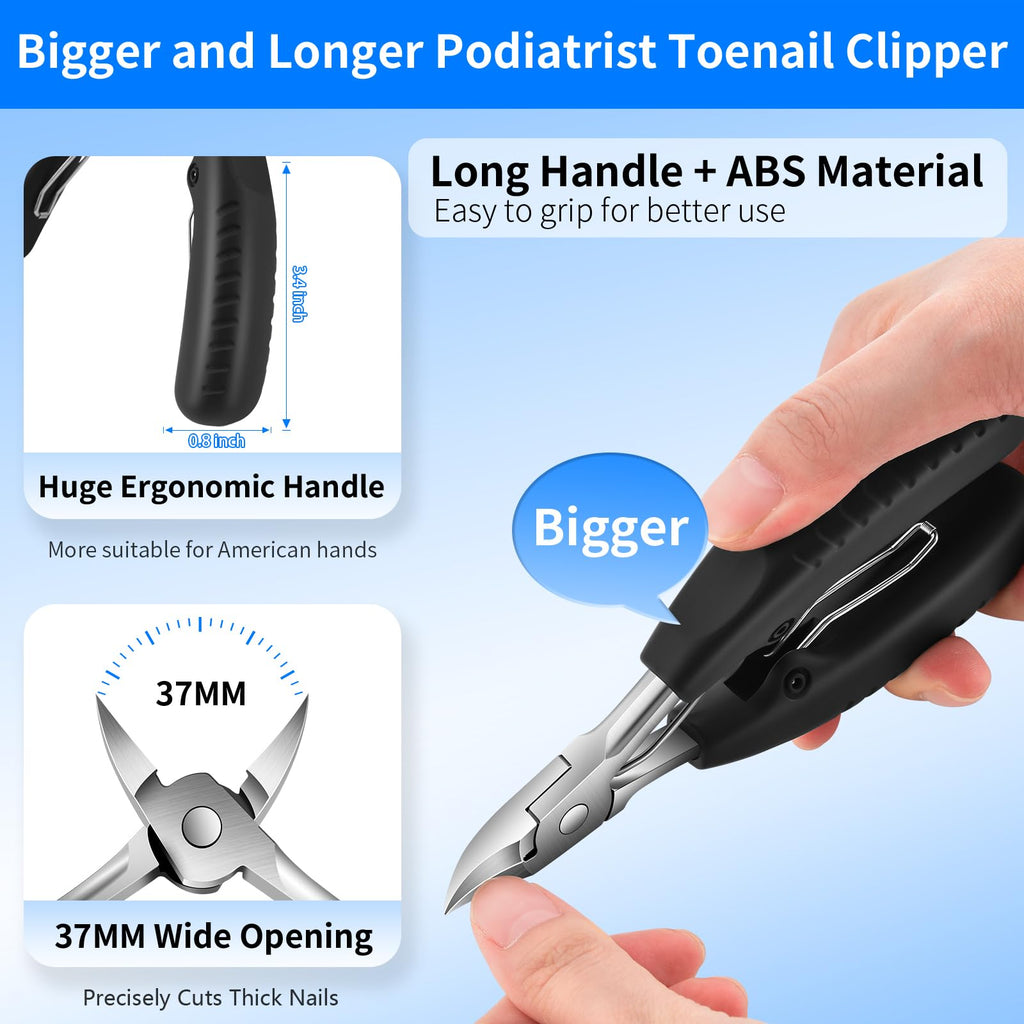 Wide jaw stainless steel nail clippers for thick nails