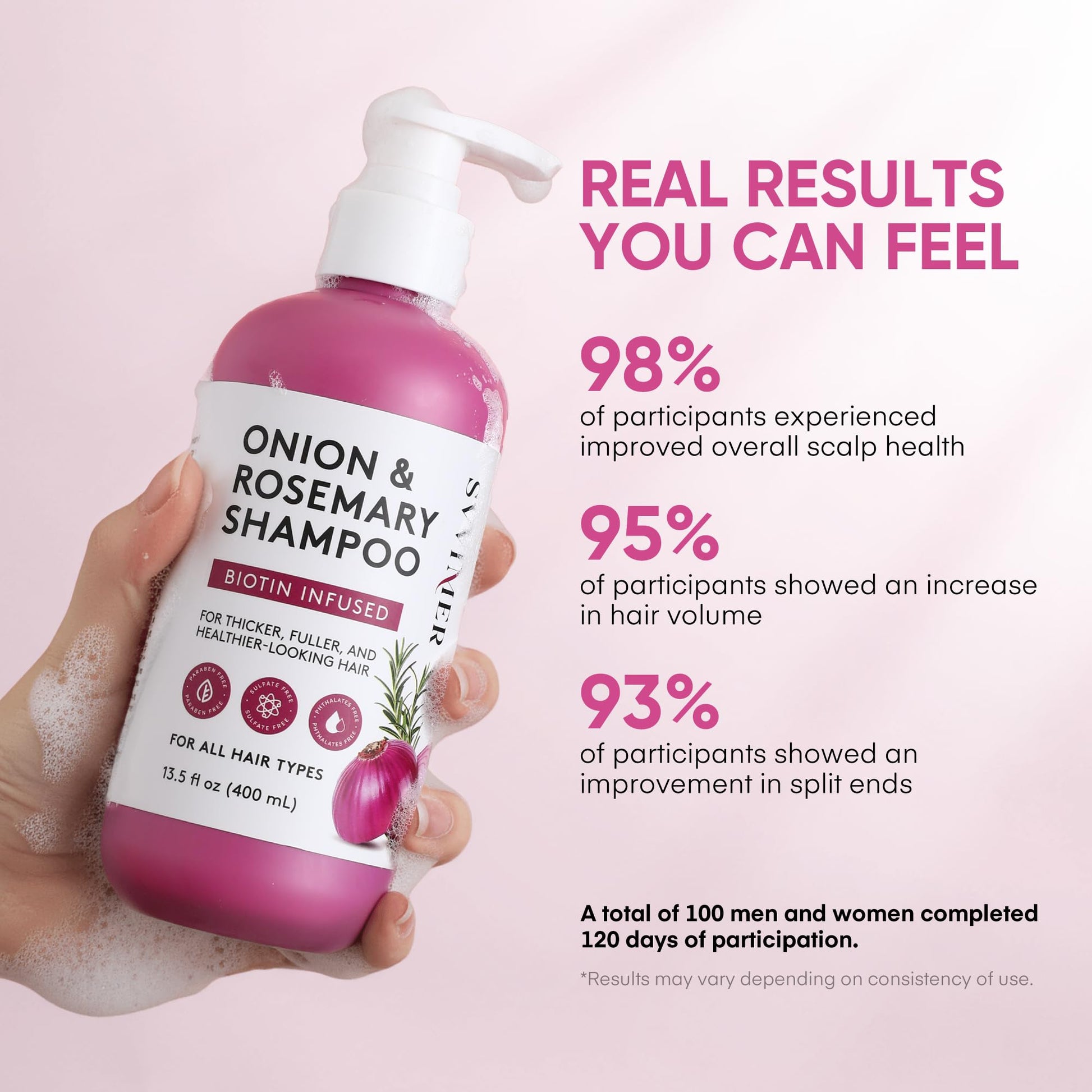 Svvimer onion extract volumizing shampoo back label showing directions